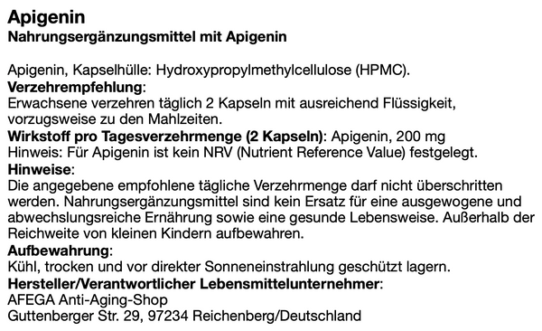 25 g Apigenin (der Wirkstoff in der Kamille): Vorbeugen statt reparieren - 250 Kapseln zu je 100 mg