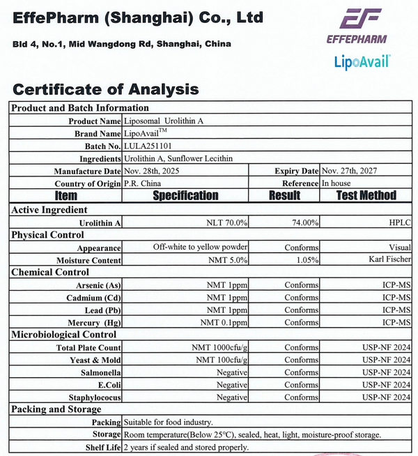 Liposomales Urolithin A (LipoAvail®) – Zellkraft neu aktiviert (100 Kapseln zu je 500 mg)