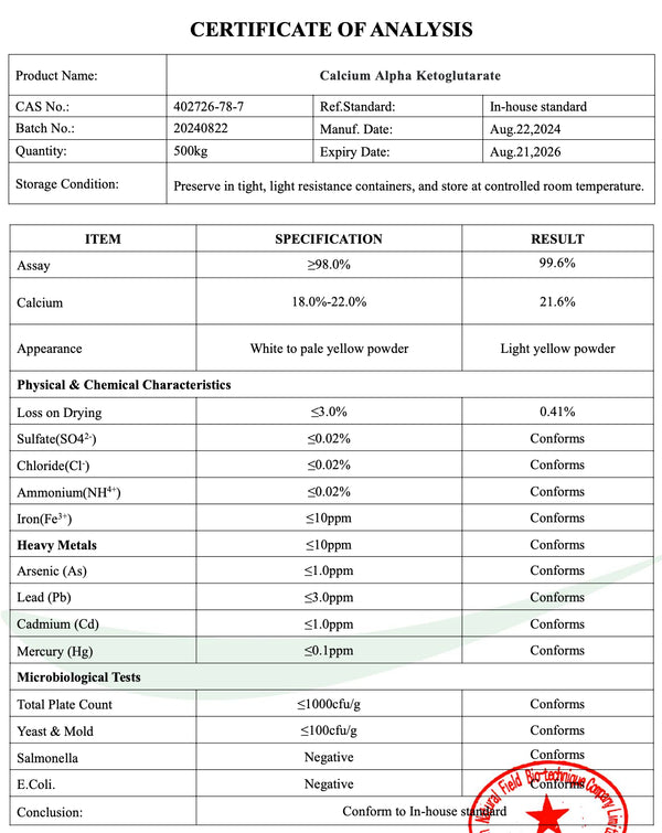 250 g Ca-AKG (500 cápsulas de 500 mg cada)