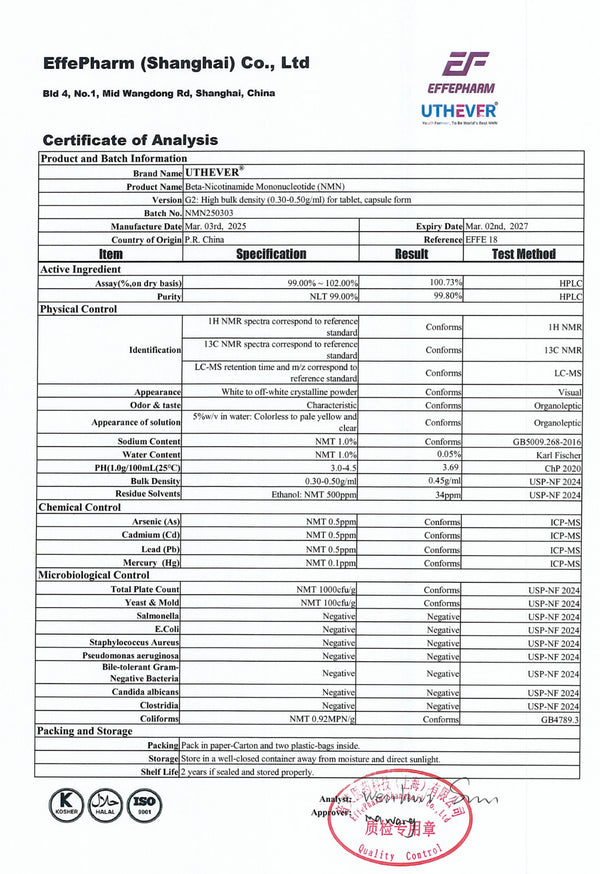 250 g UTHEVER® NMN (Nicotinamid-Mononukleotid) - 500 Kapseln zu je 500 mg