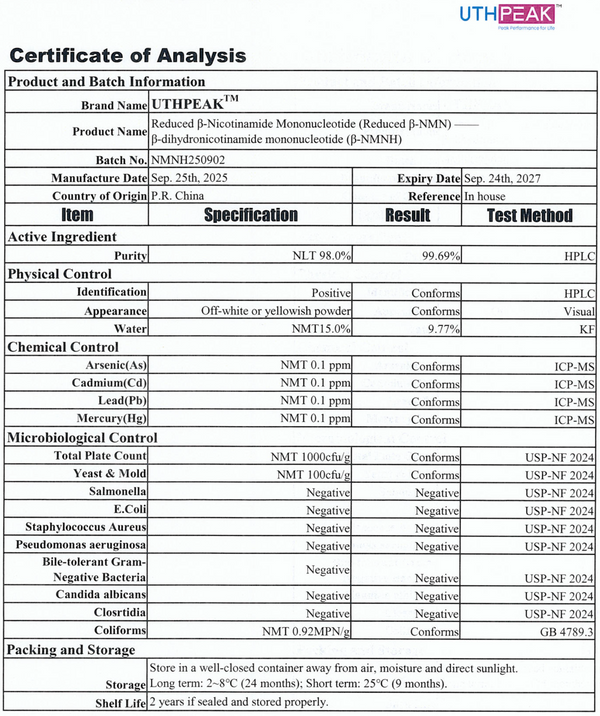 Alternative plus efficace au NMN: UthPeak®/AFEGA® (NMNH, au lieu de NMN) - 50 gélules de 200 mg chacune