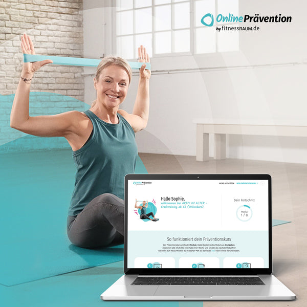 AKTIV IM ALTER - Krafttraining ab 60: 8-Wochen Online-Präventionskurs – bis zu 100% erstattbar + 6 Monate Gratiszugang fitnessRAUM.de