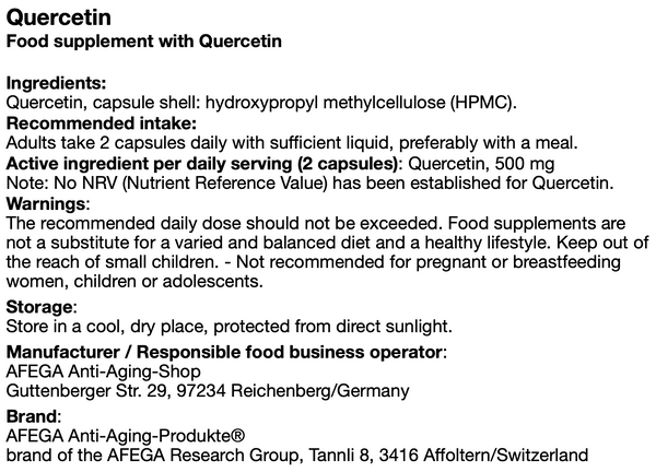 50 g Quercetin - 200 capsules of 250 mg each