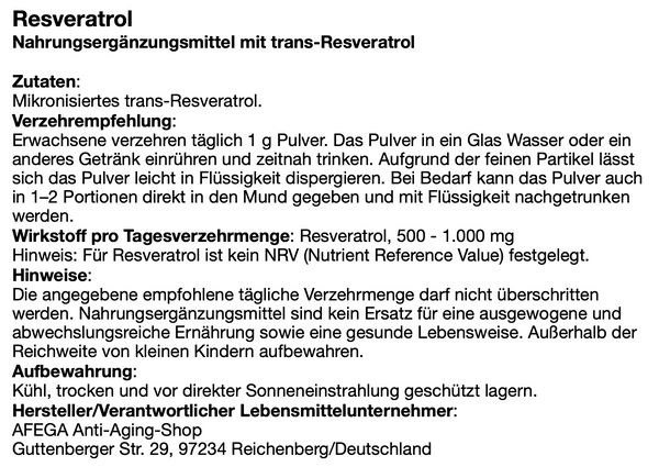 1 kg Resveratrol micronizado en polvo