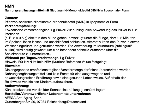 1 k g liposomales NMN-Pulver (Nicotinamid-Mononukleotid)
