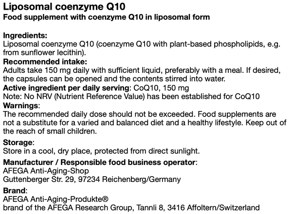 Liposomales Coenzym AFEGA® Q10-Pulver - 15 g reines Pulver (Unschlagbares Preis-Wirkungs-Verhältnis)