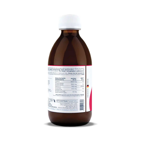 Actinovo liposomales Glutathion in brauner Flasche, Rückseite