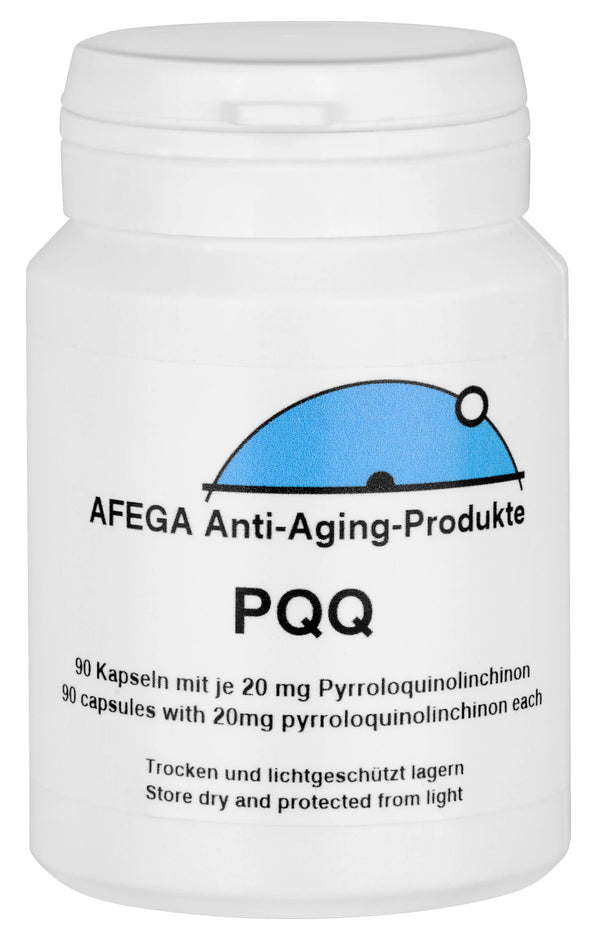 AFEGA PQQ-Kapseln (90 Stück), mit 20mg pro Kapsel, in weisser Dose