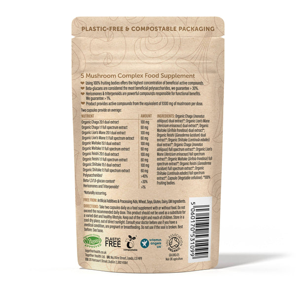 Together Health - Mushroom 5 Blend — 9300 mg — hochdosiert — 60 Kapseln
