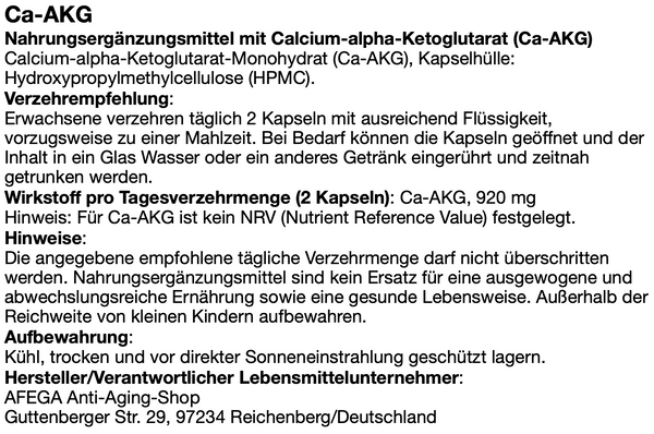 46 g Ca-AKG (100 Kapseln zu je 460 mg)