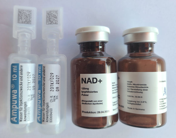 250 mg NAD (β-Nicotinamidadenindinukleotid, oxidierte Form; CAS 53-84-9) - 2 Inj. Fl. Trs.( Doppelpack) in 2 x 10 ml - Ampulle  - Apothekenprodukt