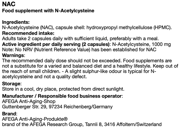 50 g NAC (N-Acetyl-L-Cystein) - 100 Kapseln zu je 500 mg