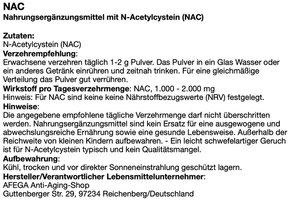 1 kg NAC-Pulver (N-Acetyl-L-Cystein)