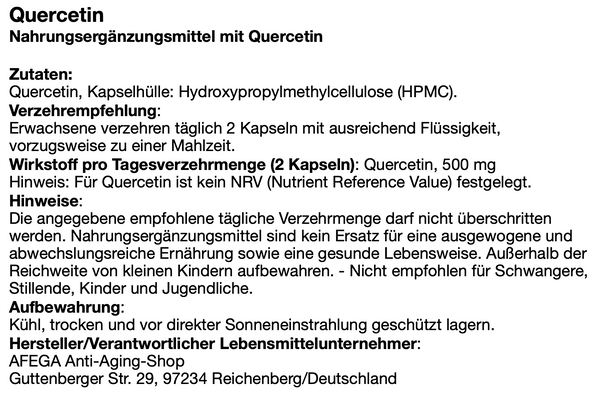 250 g Quercetin - 1.000 Kapseln zu je 250 mg