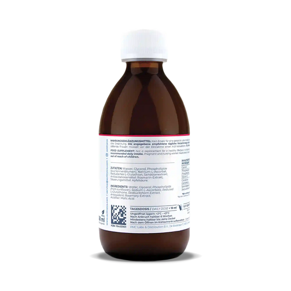 Actinovo liposomales Glutathion in brauner Flasche, Zutaten