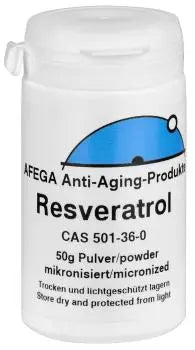 AFEGA-Resveratrol Pulver mikronisiert (50g), in weisser Dose