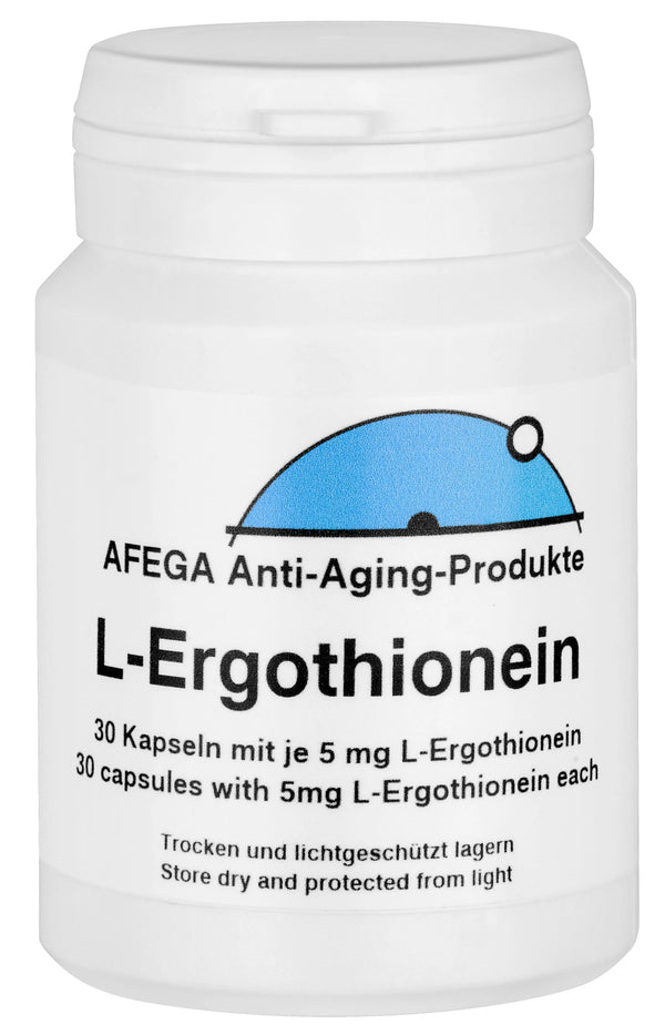 AFEGA Ergothionein Kapseln (30 Stück), 5mg pro Kapsel, in weisser Dose