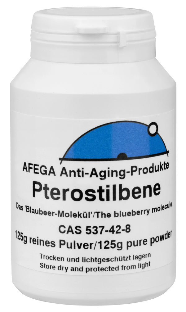 AFEGA Pterostilbene Pulver (125g), in weisser Dose