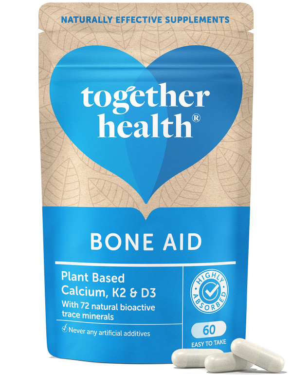 Together Health Bone Aid Kapseln (60 Stück) mit pflanzenbasiertem Calcium, Vitamin K2 und D3 in einer Tüte