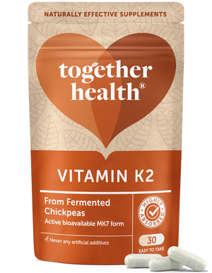 Together Health Vitamin K2 Kapseln (30 Stück) aus fermentierten Kichererbsen in der bioverfügbaren MK7-Form, in einer Tüte